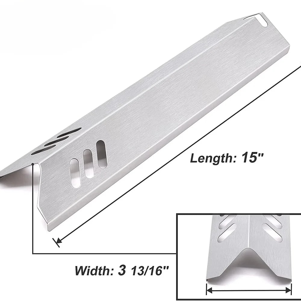 Stainless Steel Gas Grill Replacement Burner Assembly and Heat Shield Options
