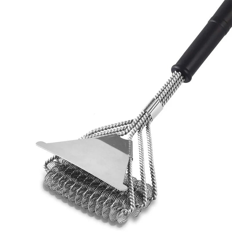 Metal BBQ Grill Brush and Scraper with Galvanized Finish, 4 Options - A-Three-head shovel
