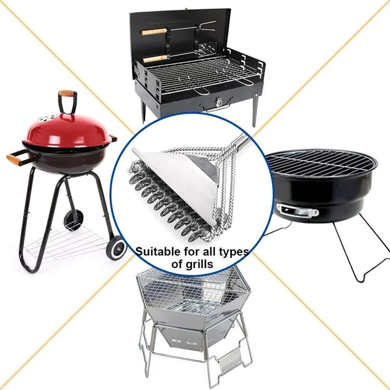 Metal BBQ Grill Brush and Scraper with Galvanized Finish, 4 Options