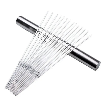 50-Piece Metal BBQ Skewers with Tube, 30cm Round or Flat