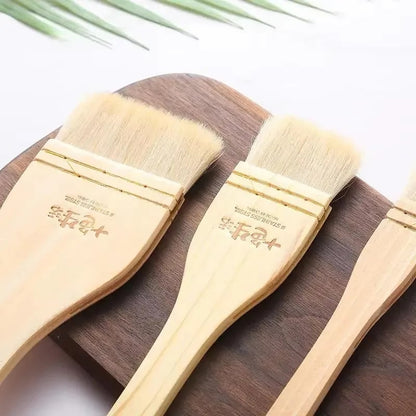 Natural Wool Bristle Pastry Brush with Wooden Handle, BBQ, Baking and Basting, S-M-L