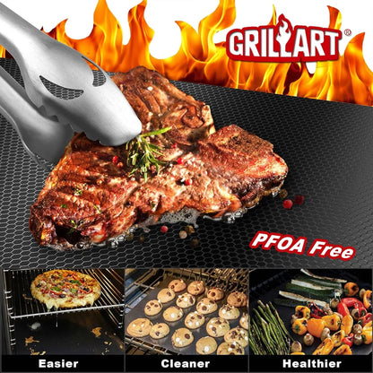 Black Rubber BBQ Grill Mat, Non-Stick Heat-Resistant Sheet, 33 x 40cm or 50 x 40cm