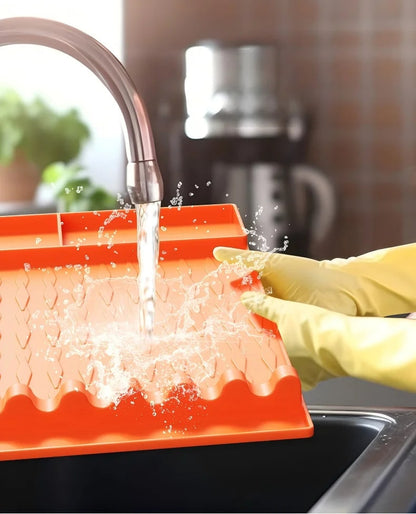 Silicone BBQ Tool Mat 425 x 298 x 28mm, Heat-Resistant Oil-Proof Grill Organiser