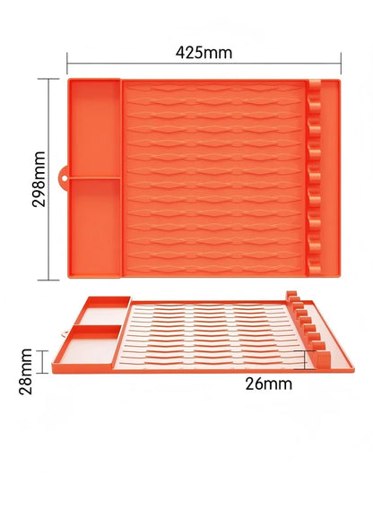 Silicone BBQ Tool Mat 425 x 298 x 28mm, Heat-Resistant Oil-Proof Grill Organiser