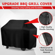 BBQ Grill Cover Black Waterproof Anti-UV with Adjustable Drawstring, Multiple Sizes
