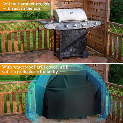 BBQ Grill Cover Black Waterproof Anti-UV with Adjustable Drawstring, Multiple Sizes