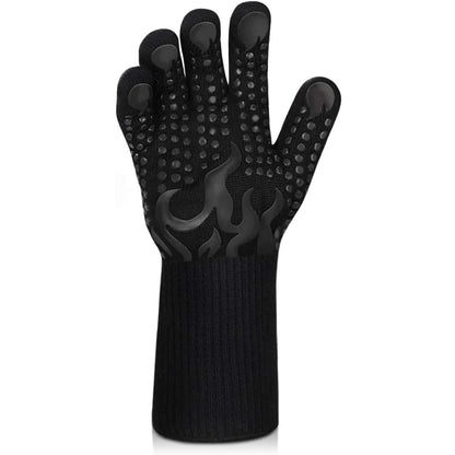 Heat-Resistant BBQ Oven Gloves with Silicone Grip, Red or Black, 1 or 2 Pack - black 1pc