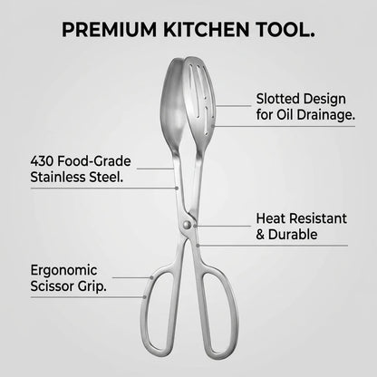 Scissor Food Tongs, 430 Stainless Steel BBQ Cooking and Serving Tongs, Gold or Silver