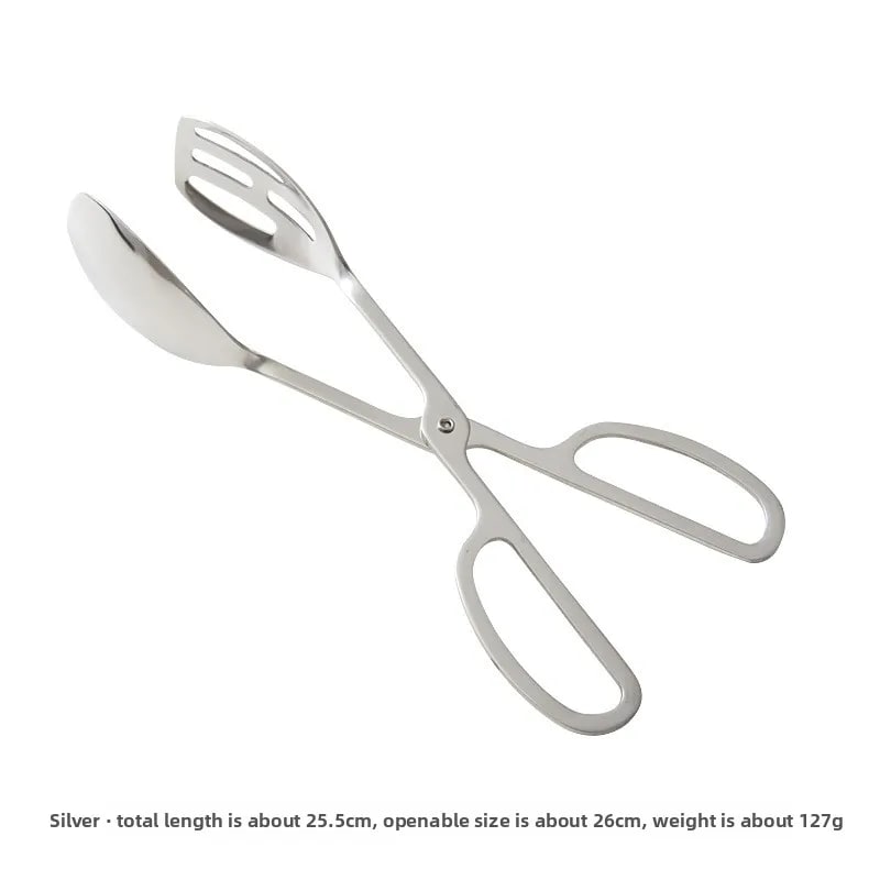 Scissor Food Tongs, 430 Stainless Steel BBQ Cooking and Serving Tongs, Gold or Silver - Silver