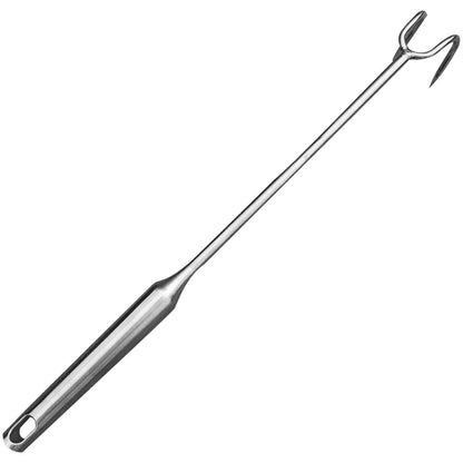 Stainless Steel BBQ Meat Hook Flipper, 40cm Silver Roasting Turner
