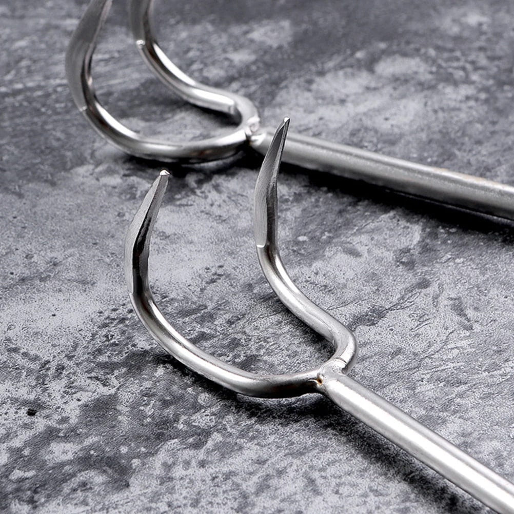 Stainless Steel BBQ Meat Hook Flipper, 40cm Silver Roasting Turner