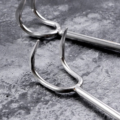 Stainless Steel BBQ Meat Hook Flipper, 40cm Silver Roasting Turner