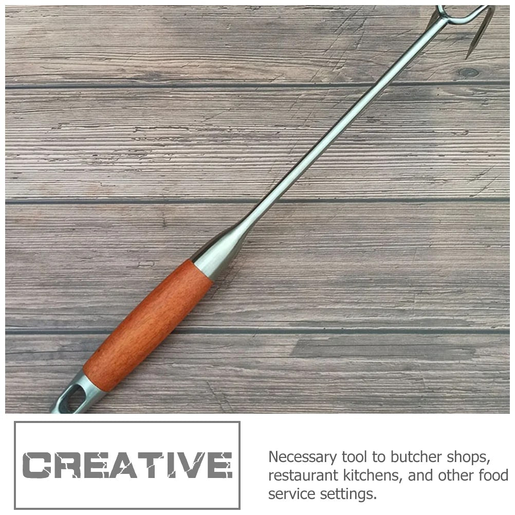 Stainless Steel BBQ Meat Hook Flipper, 40cm Silver Roasting Turner