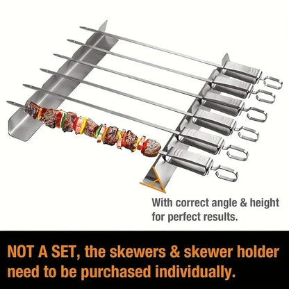 Stainless Steel BBQ Skewer Rack Holder, 30 x 3cm, for Flat or Round Skewers