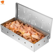 Stainless Steel BBQ Smoker Box for Wood Chips, 22 x 9.6 x 4.3 cm