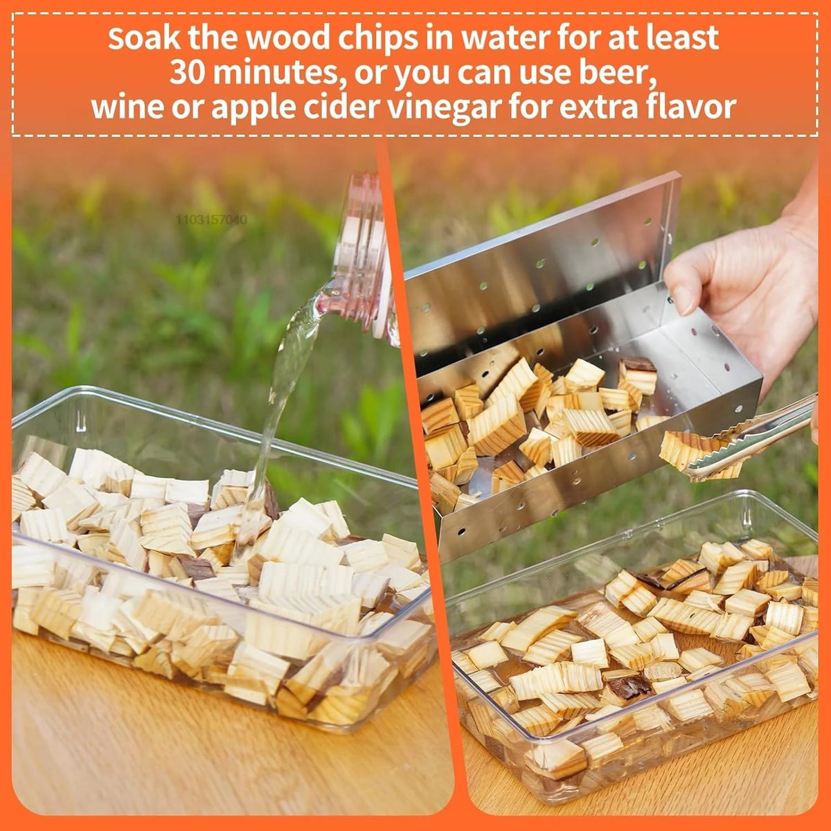 Stainless Steel BBQ Smoker Box for Wood Chips, 22 x 9.6 x 4.3 cm