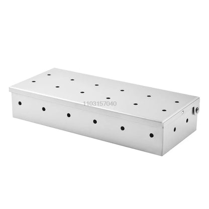 Stainless Steel BBQ Smoker Box for Wood Chips, 22 x 9.6 x 4.3 cm