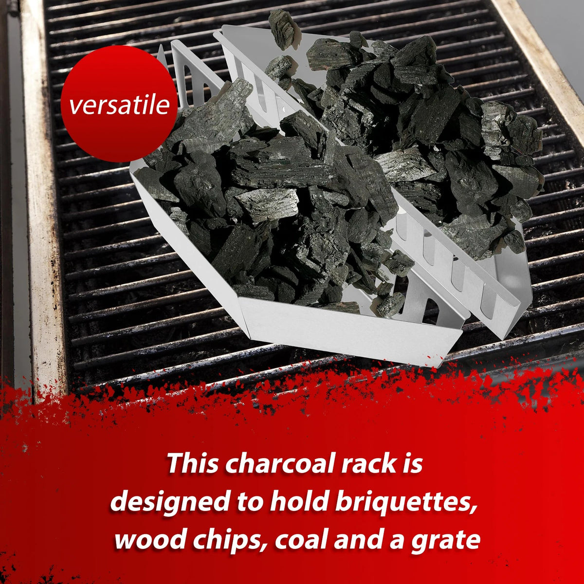 Charcoal Baskets 2 Pack, Galvanized Metal BBQ Fuel Holders, 38.5cm