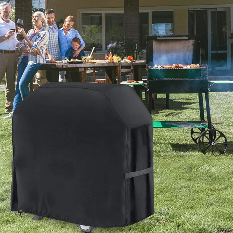 Black Waterproof BBQ Grill Cover, Dustproof Outdoor Barbecue Cover, Multiple Sizes
