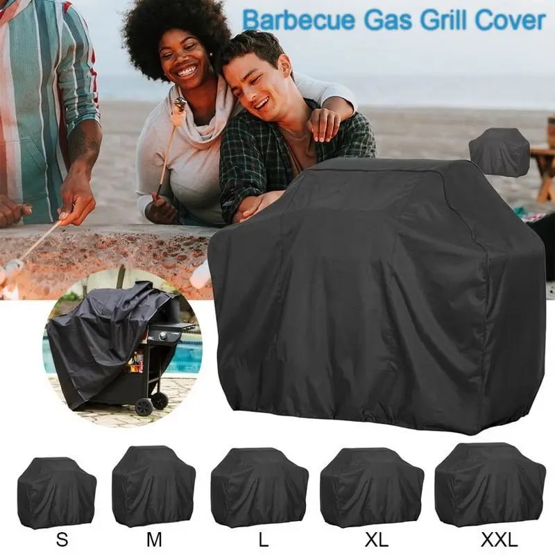 Black Waterproof BBQ Grill Cover, Dustproof Outdoor Barbecue Cover, Multiple Sizes