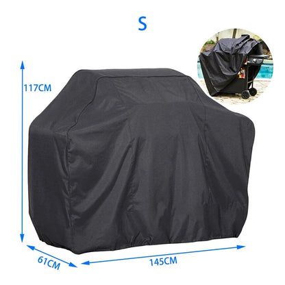 Black Waterproof BBQ Grill Cover, Dustproof Outdoor Barbecue Cover, Multiple Sizes - 145X61X117