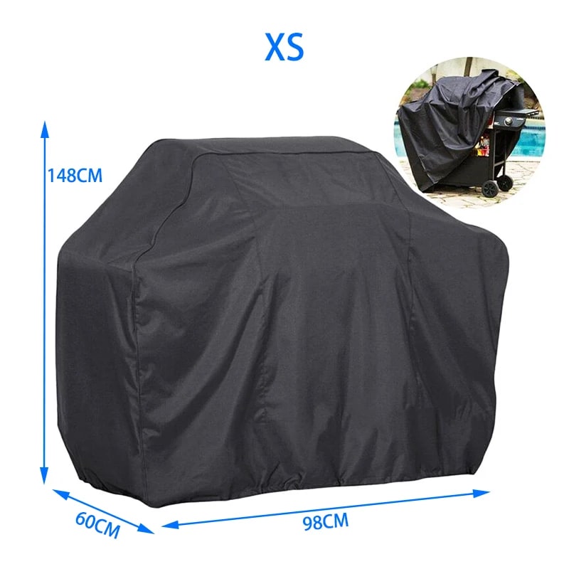 Black Waterproof BBQ Grill Cover, Dustproof Outdoor Barbecue Cover, Multiple Sizes - 98X60X148CM