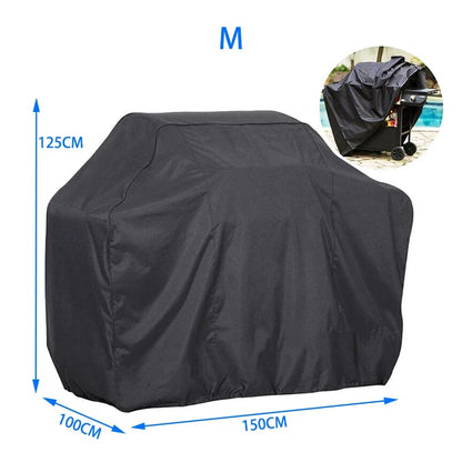 Black Waterproof BBQ Grill Cover, Dustproof Outdoor Barbecue Cover, Multiple Sizes - 150X100X125CM