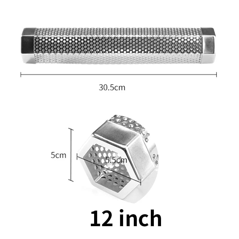 304 Stainless Steel Smoking Tube for Hot or Cold BBQ Smoking, 6 or 12 Inch - 12 inch