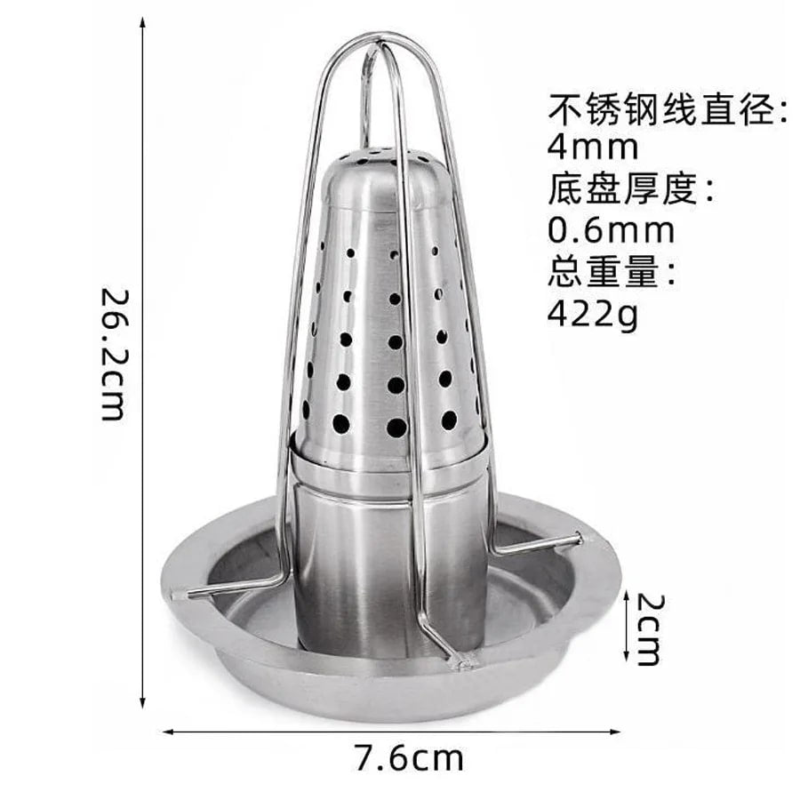 Stainless Steel Chicken Rack and Roast Tray for BBQ Grill, Removable Design - B