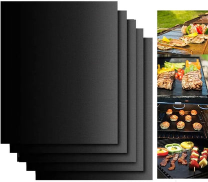 BBQ Grill Mat Teflon Non-Stick Black, 40 x 33cm, Multiple Pack Sizes