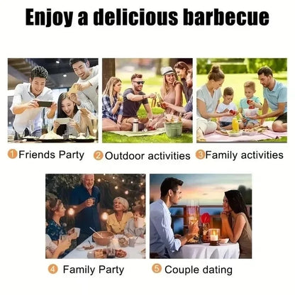 55cm Stainless Steel BBQ Skewers with Wooden Handles, Flat Kebab Sticks