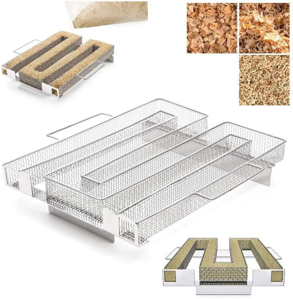 Stainless Steel Cold Smoke Generator for BBQ Smokers, Silver, Multiple Sizes