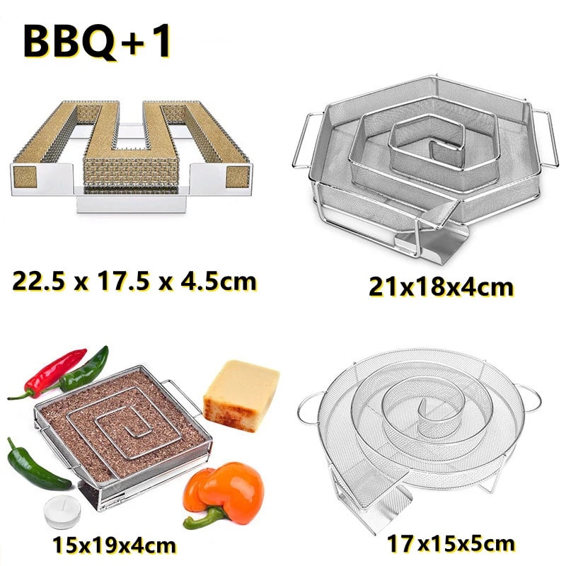 Stainless Steel Cold Smoke Generator for BBQ Smokers, Silver, Multiple Sizes