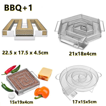 Stainless Steel Cold Smoke Generator for BBQ Smokers, Silver, Multiple Sizes