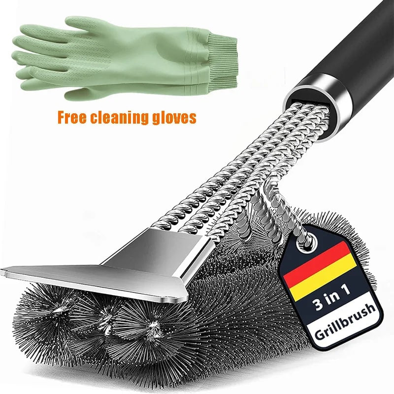 Stainless Steel BBQ Grill Brush with Scraper, 45cm
