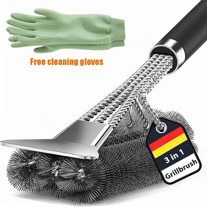 Stainless Steel BBQ Grill Brush with Scraper, 45cm