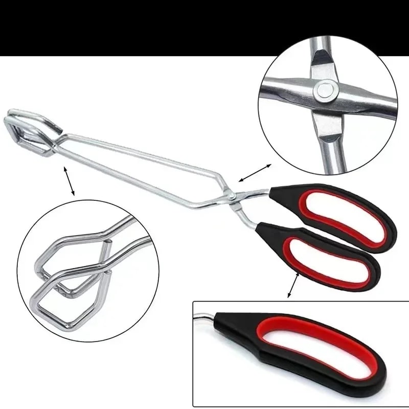 BBQ Tongs 2-Pack, Scissor-Style Long-Handle Grill Tongs, Black and Red, 23.5 or 28cm - Medium 28cm