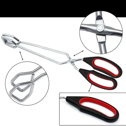 BBQ Tongs 2-Pack, Scissor-Style Long-Handle Grill Tongs, Black and Red, 23.5 or 28cm - Medium 28cm