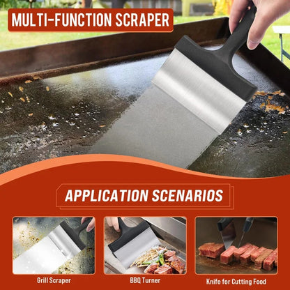 Stainless Steel Griddle Cleaning Kit, 4-Piece Flat Top Grill Tools