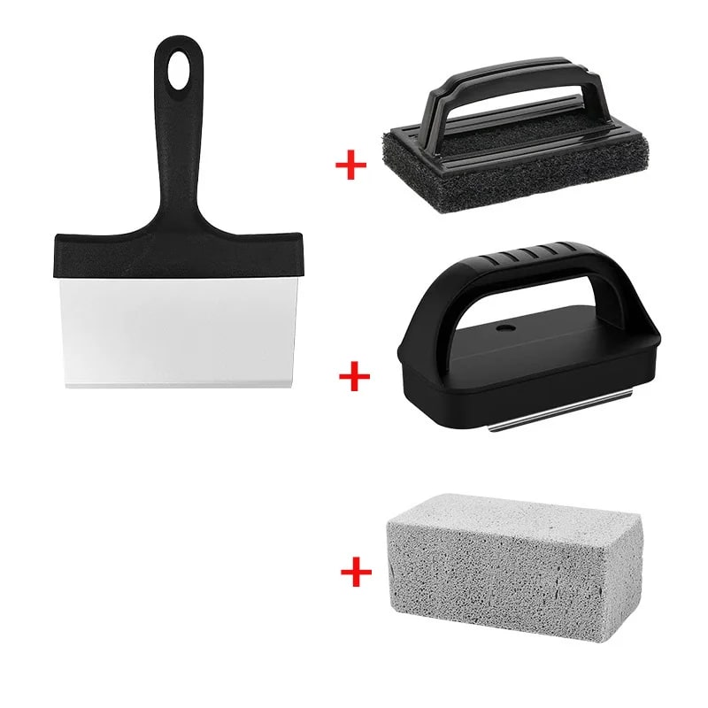 Stainless Steel Griddle Cleaning Kit, 4-Piece Flat Top Grill Tools