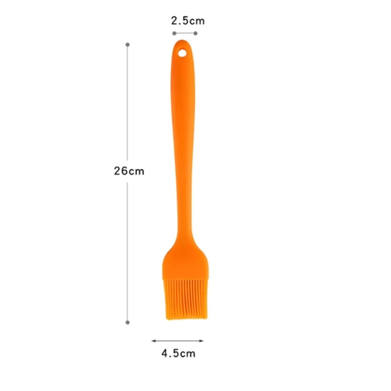 Silicone BBQ Basting Brush, 26cm or 20.5cm, Oil Brush for Cooking and Baking - 26cm--Orange