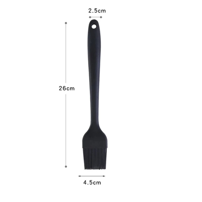 Silicone BBQ Basting Brush, 26cm or 20.5cm, Oil Brush for Cooking and Baking - 26cm--Black