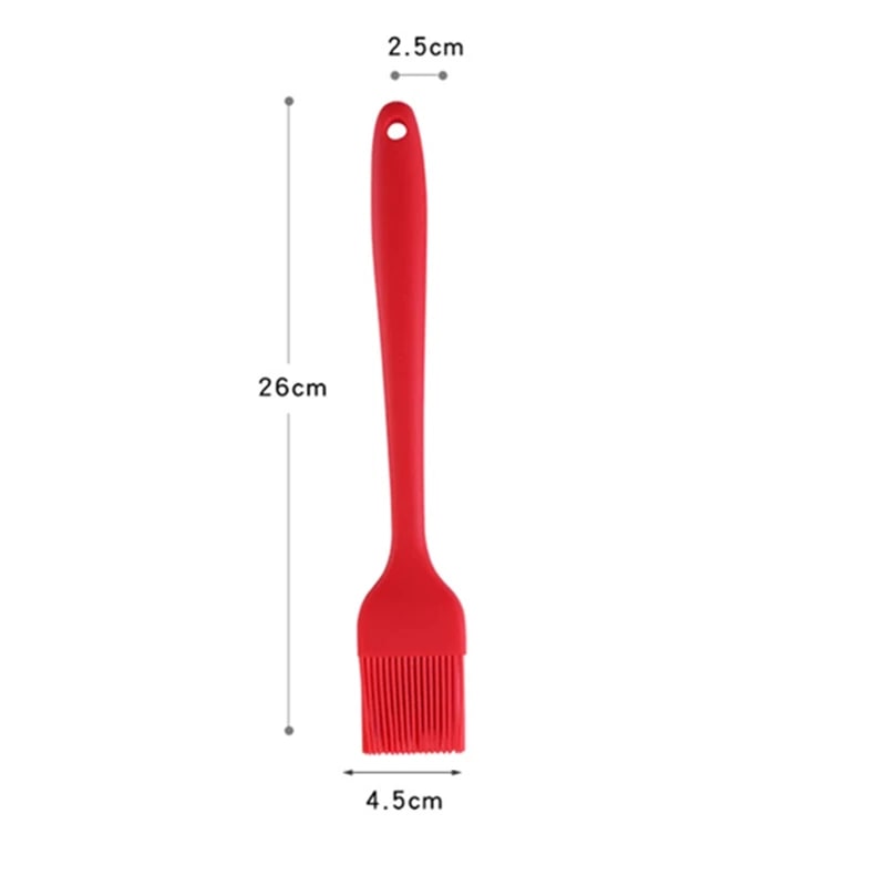 Silicone BBQ Basting Brush, 26cm or 20.5cm, Oil Brush for Cooking and Baking - 26cm--Red