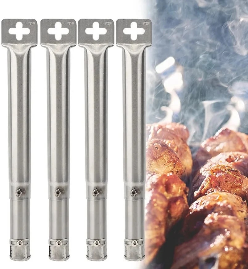 Adjustable Gas BBQ Burner Tubes, Metal, 30-45cm, 4-Piece Set