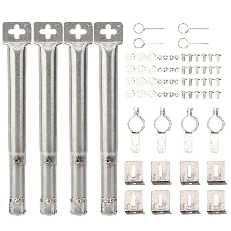 Adjustable Gas BBQ Burner Tubes, Metal, 30-45cm, 4-Piece Set
