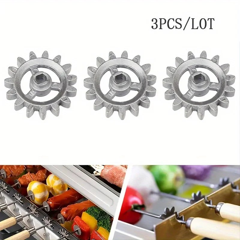Rotating Barbecue Grill Gear Accessory, Silver, 5cm - 3pcs-Lot