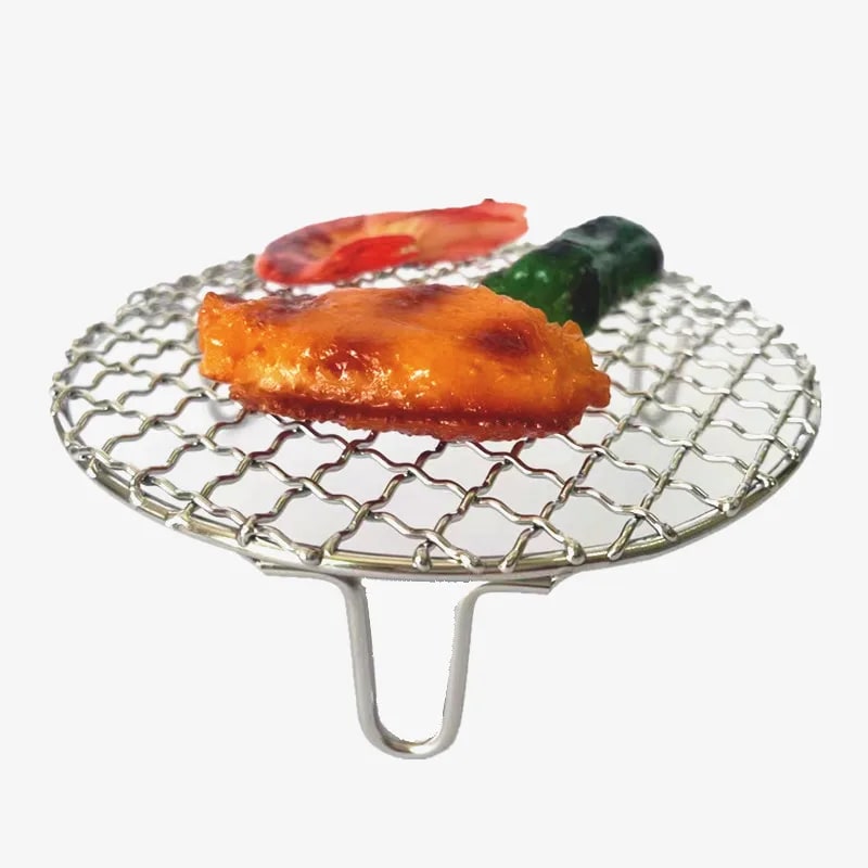 Round Stainless Steel 304 BBQ Grill Mesh with 50mm Feet, Dishwasher Safe, 14-40.5cm - 21CM Diameter
