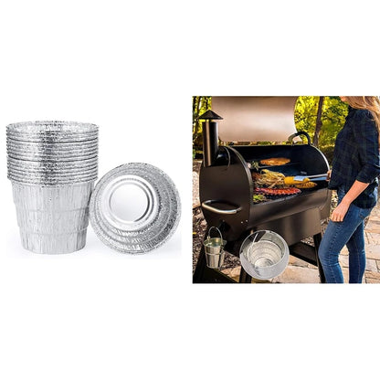 Disposable Grease Bucket Liners for Traeger Pellet BBQ Grills, Tin Foil, 10.5 x 12.5cm