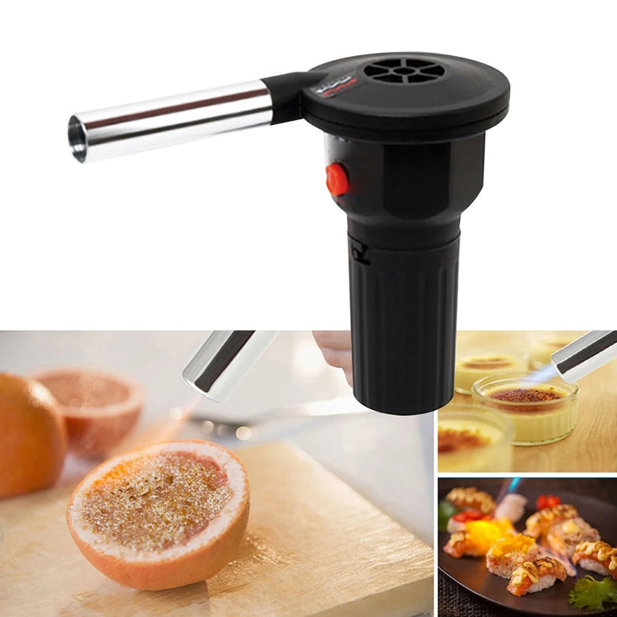 Handheld Electric BBQ Fire Blower Fan, PP and Aluminium Alloy, 143 x 70 x 130mm