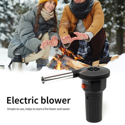 Handheld Electric BBQ Fire Blower Fan, PP and Aluminium Alloy, 143 x 70 x 130mm